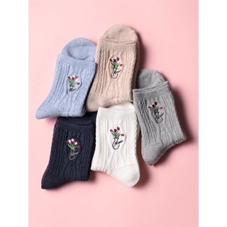 日本🇯🇵現貨 tutuanna 春夏🆕 混棉 麻花編織 刺繡短襪