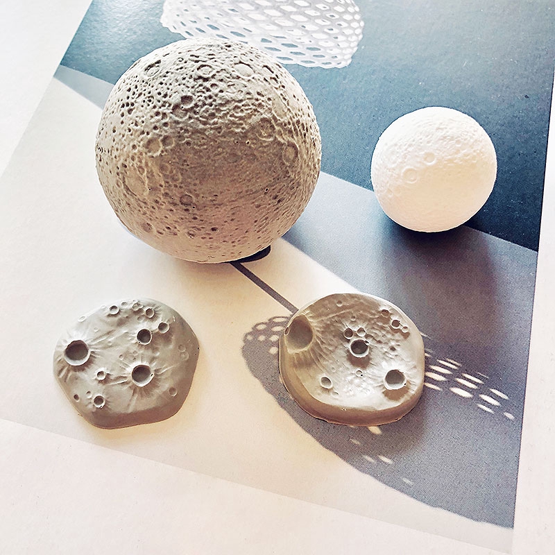 超可愛迷你仿真月球模具 趣味星球擴香石矽膠模具 適合滴膠 隕石坑可愛水泥模具 月球模具 清水混凝土家居擺件模具