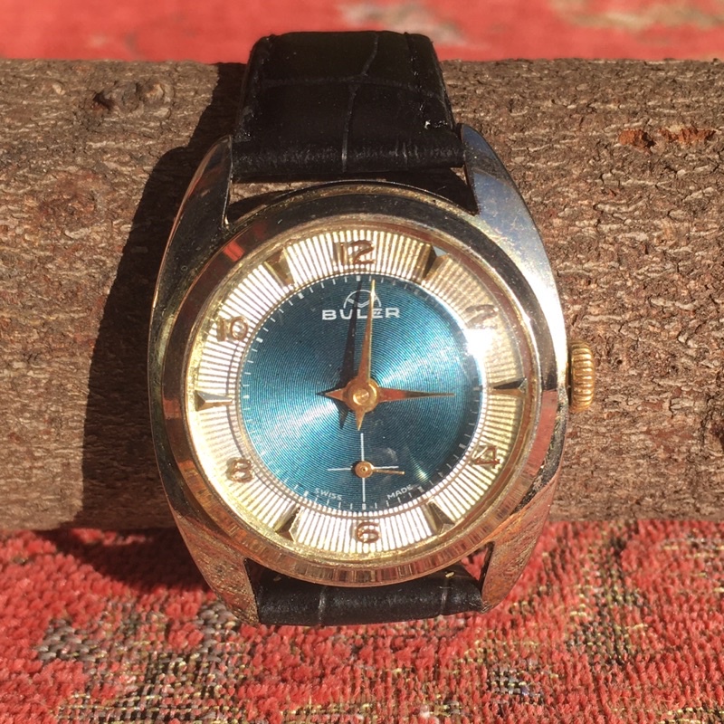 瑞士 Buler 機械錶 手動上鍊 小秒針設計 海藍色面盤 已保養