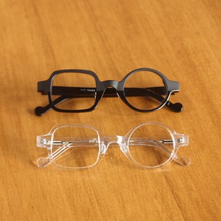 〔框框〕不對稱板材眼鏡框 透明/黑色