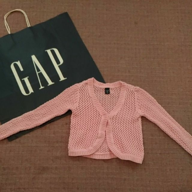 GAP BABY GAP 粉紅 短版 針織外套 110cm 女童外套 ❤oohlala❤