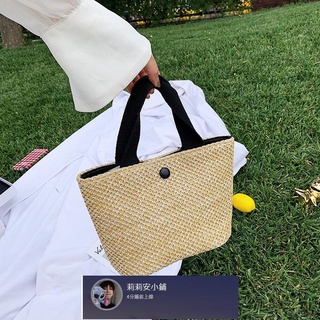 上新草編水桶包包女2021新款手工自制編織手提包女ins外出手提袋