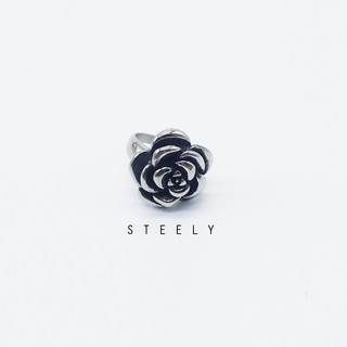 STEELY SHOP 💎復古 時尚 古典 鋼鐵玫瑰 鈦鋼戒指 抗敏 食指戒316L不鏽鋼