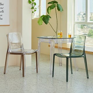 亞克力椅 透明椅 折疊椅 北歐透明椅亞克力椅子靠背椅水晶椅現代餐椅家用化妝椅簡約塑料椅