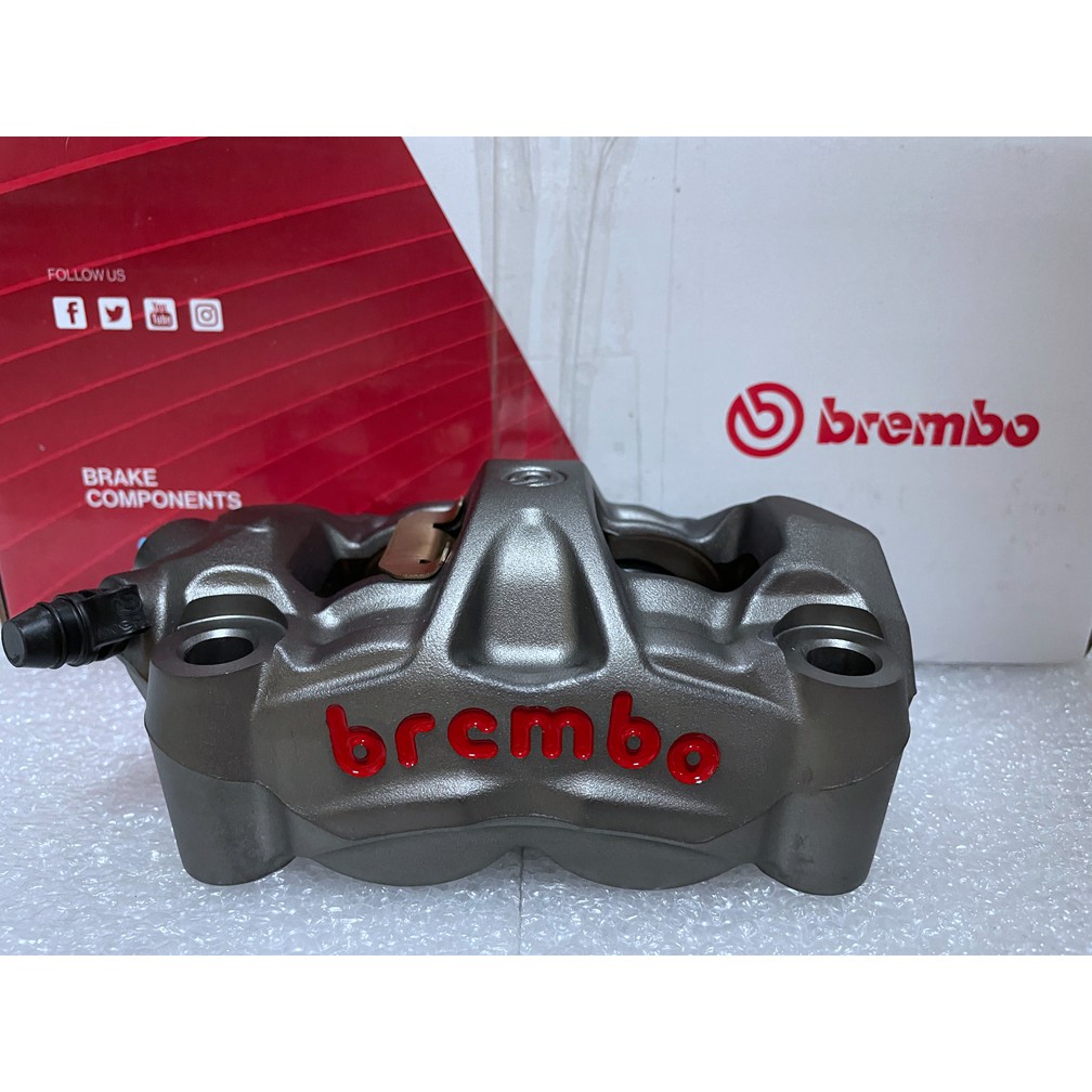 BREMBO M50 輻射卡鉗 一體鑄造 灰底紅字(左邊)活塞30/30 孔距100mm