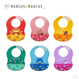 【加拿大MARCUS＆MARCUS】動物樂園大口袋寬版矽膠立體圍兜(6色可選)