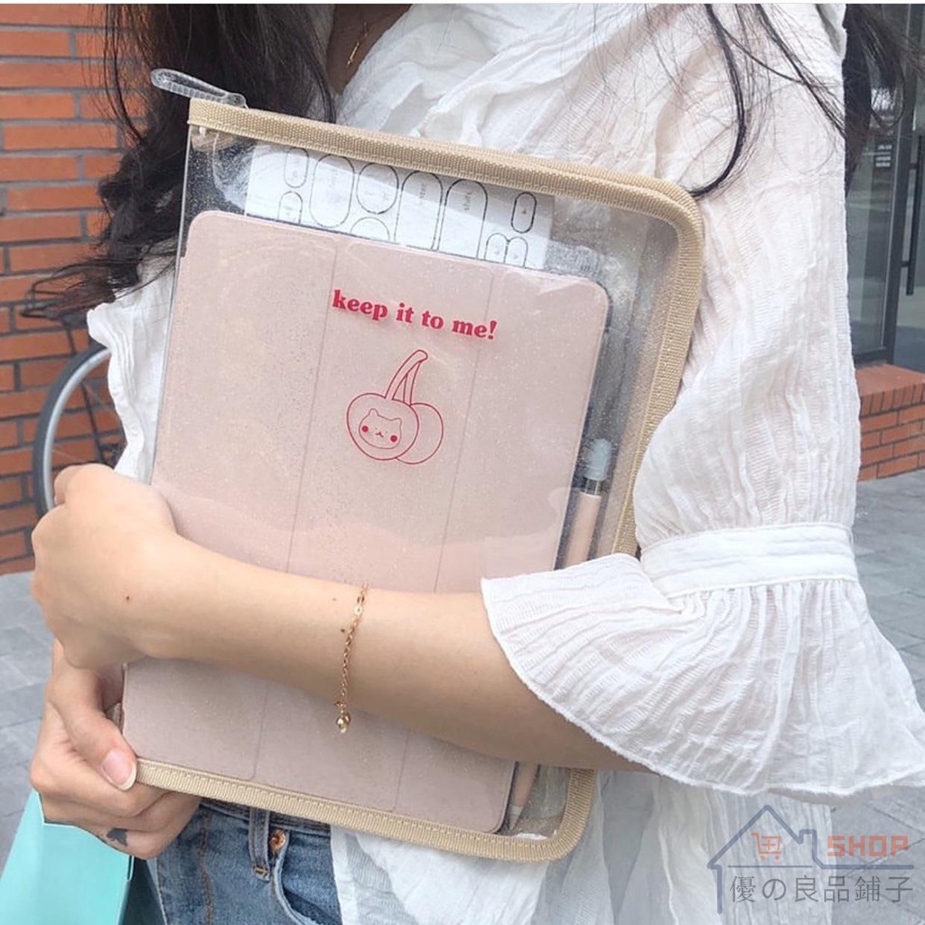 新品免運 筆電包 電腦包 ipad 保護套 ipad pro 11吋保護套 韓國ins風簡約透明PVC平板筆記本收納袋手