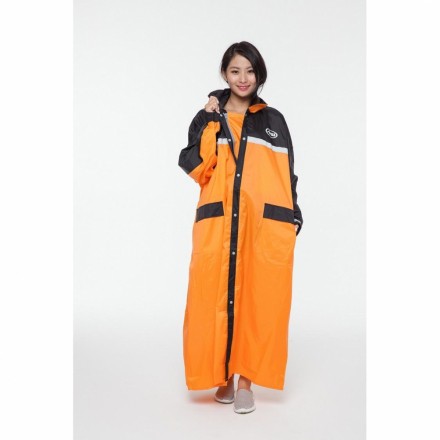 瀧澤部品 ARAI W022 全開式雙配色雨衣 100%台灣製造 (橘黑)