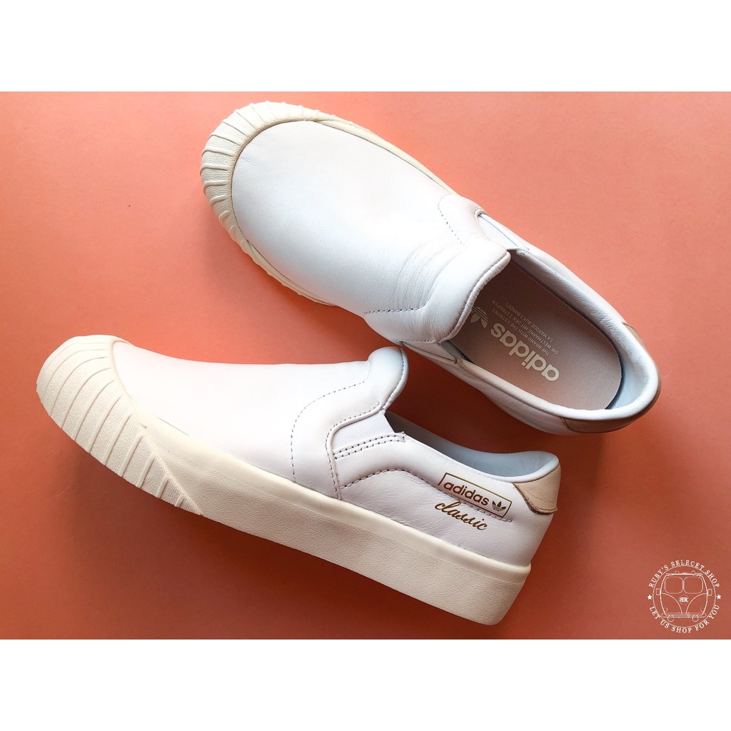 ADIDAS 餅乾鞋懶人鞋小白鞋ORIGINALS EVERYN SLIP ON CQ2060 | 蝦皮購物