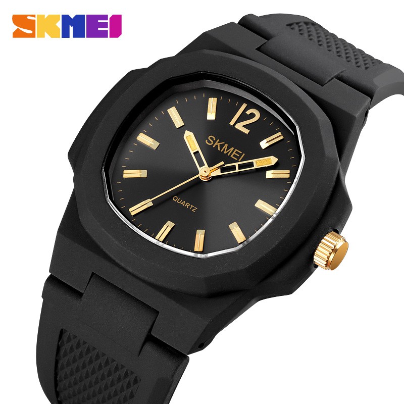 Skmei 1717 復古矽膠錶帶休閒模擬石英腕錶時尚酷手錶防水運動男士手錶