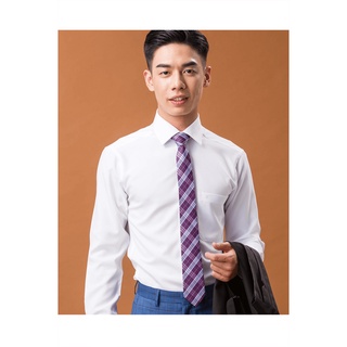 【羅德貝爾】純白素面長袖修身襯衫 / 抗皺 吸濕排汗