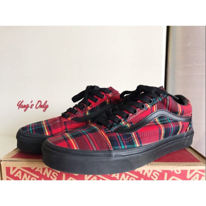 YO！Vans Old Skool 蘇格蘭紋 格紋 紅黑 復古 古著 滑板 板鞋 休閒鞋