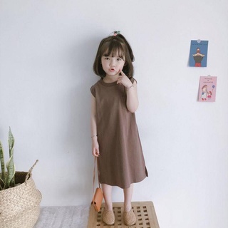 2022夏季 韓國新款 寶寶 休閒 簡約 寬鬆 純棉 洋氣 ins 中長款 T恤裙 洋裝 可愛