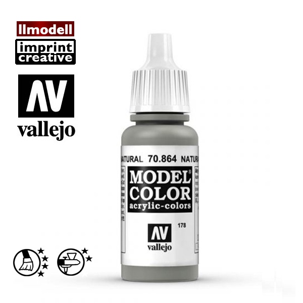 AV Vallejo 金屬色 自然鋼鐵色 70864 Natural Steel 黑鐵色 水性模型漆壓克力顏料