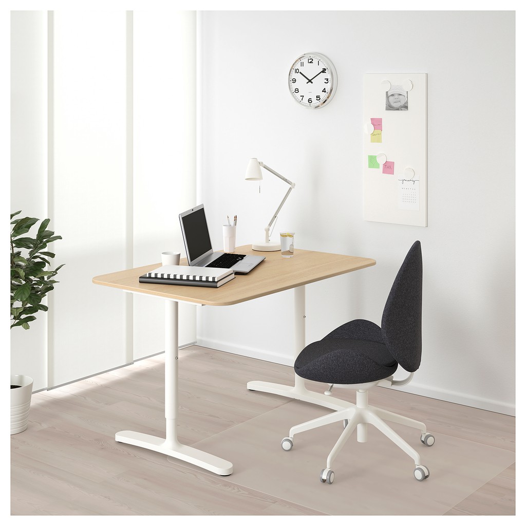 絕版品/北歐經典IKEA宜家BEKANT書桌工作桌辦公桌/橡木/80x120/高度可調/二手八成新/特$3500