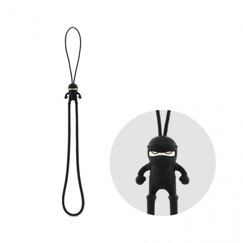 【Bone】忍者(黑）矽膠創意超柔軟彈力防刮吊飾 手機吊繩  手機 票卡 識別證 掛縄 吊飾  造型 環保.