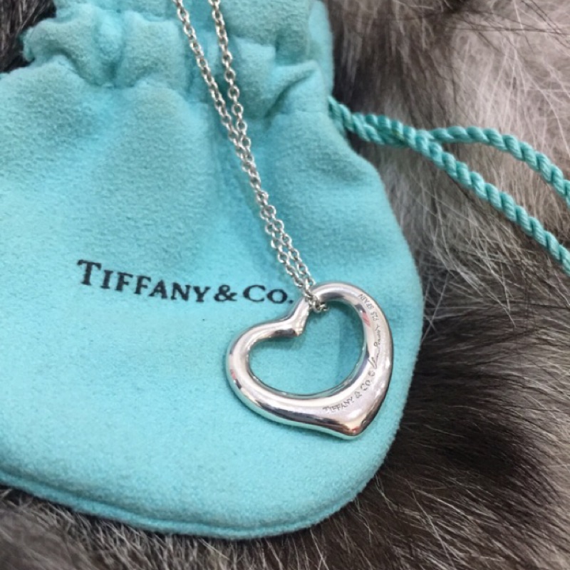 專櫃正品/原價10500。Tiffany &amp; Co經典愛心Open Heart925純銀項鍊/22mm/求婚聖誕生日禮物