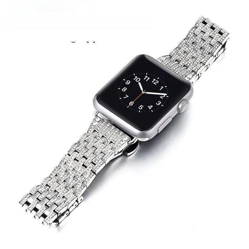 熱銷 高檔金屬錶帶 鑲鑽錶帶 蘋果錶帶 適用於Apple Watch 錶帶 7 6 5 SE 45mm 44mm金屬錶帶