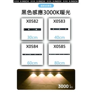 3000K 暖光 磁吸式 貓眼神燈 黑色智能感應燈 30公分 (附USB充電線) X0582