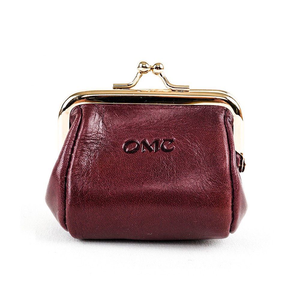 【OMC】金屬夾框牛皮零錢包-微NG福利品-原色為紫色-原廠價1280