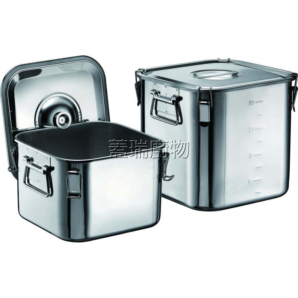 【蓋瑞廚物】【304不鏽鋼方型調理盆】台灣製造 方型刻度調理桶 角桶 密封桶 四角桶 儲存桶