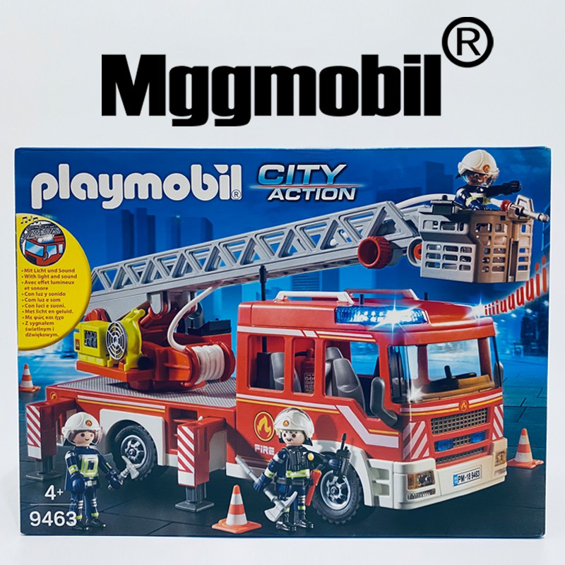 ~熱銷~新款特價playmobil5362/9463摩比世界雲梯消防玩具車兒童拼插益智積木