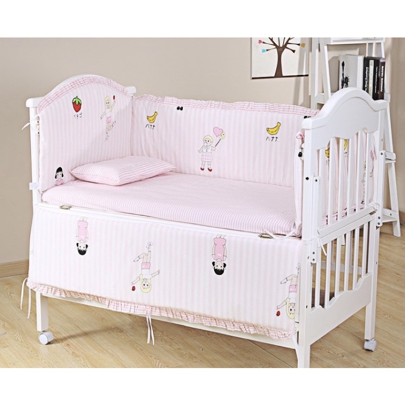 純棉床圍嬰兒床床圍嬰兒床上用品套件定做嬰幼兒床品四五六八件套