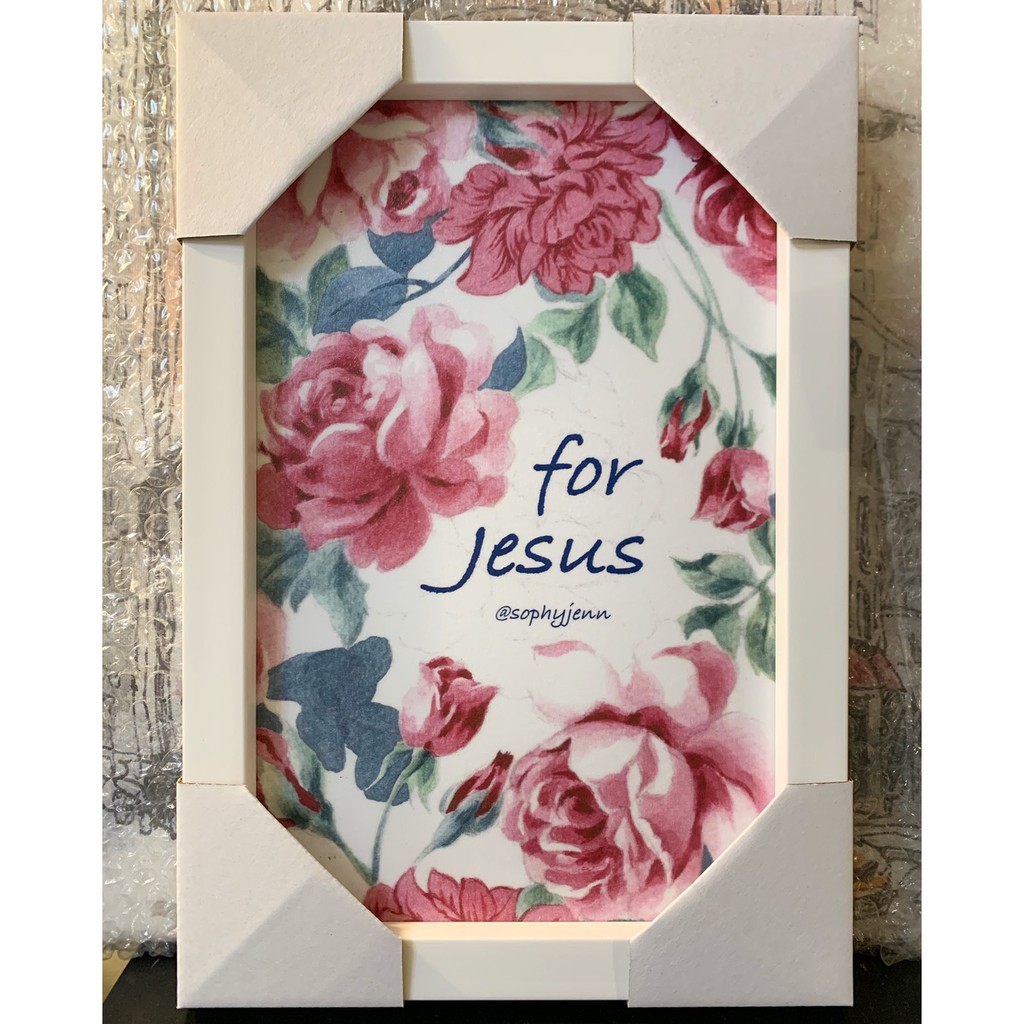 For Jesus 花 有框畫（A4 , 21×29.7）掛畫/複製畫/藝術品/圖畫/相框 基督教禮品 蘇妃小舖