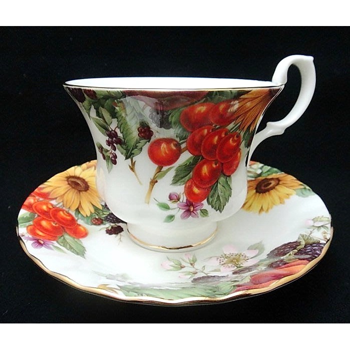 【拾年之路】 英國製Royal Albert皇家亞伯特Cherry Bouquet系列咖啡杯+盤(免運)