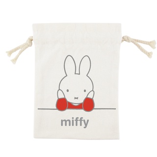 MIFFY 米飛兔插畫 中束口袋 帆布袋 束口帆布袋 綁袋 化妝品飾品 小物收納 環保袋 米菲 正版授權