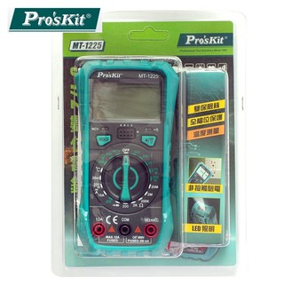 我愛買臺灣Proskit寶工3 1/2數位電錶MT-1225萬用三用電表 自動歸零量溫度電壓電流電阻電晶體NCV雙保險絲