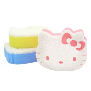 【HELLO KITTY】頭型造型菜瓜布-三入組(台灣製 適用任何食器/鍋具)(現貨限量)