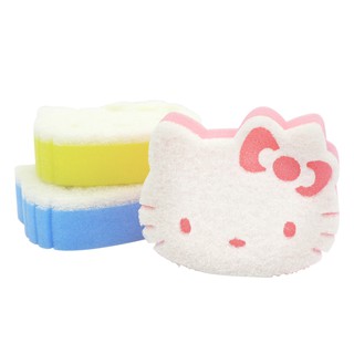 【HELLO KITTY】頭型造型菜瓜布-三入組(台灣製 適用任何食器/鍋具)(現貨限量)