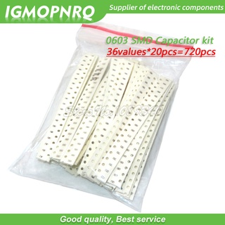 36values*20pcs=720pcs 0603 SMD 電容器配套套件 1PF-10UF 組件 diy 樣品套件