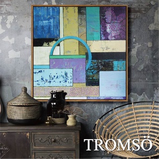 北歐抽象板畫有框畫 板畫有框畫 WA045翡翠時尚 【TROMSO】臺灣現貨 木框 油畫 室內設計 【H0313101】