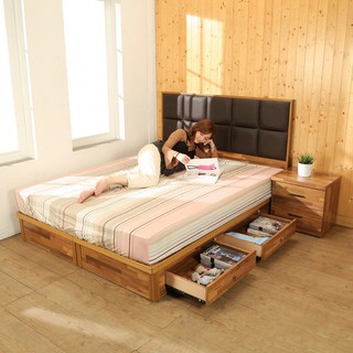 BuyJM拼接木紋系列雙人5.6尺四抽房間組2件組/床頭+四抽床底 BE013