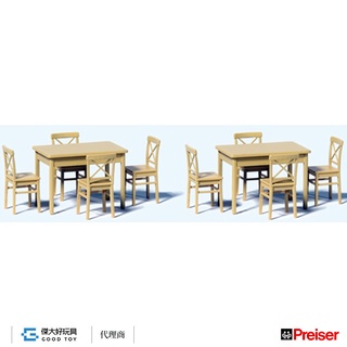 Preiser 68281 (O)人偶 桌椅組 (桌X2 椅X8) Kit (需組裝)