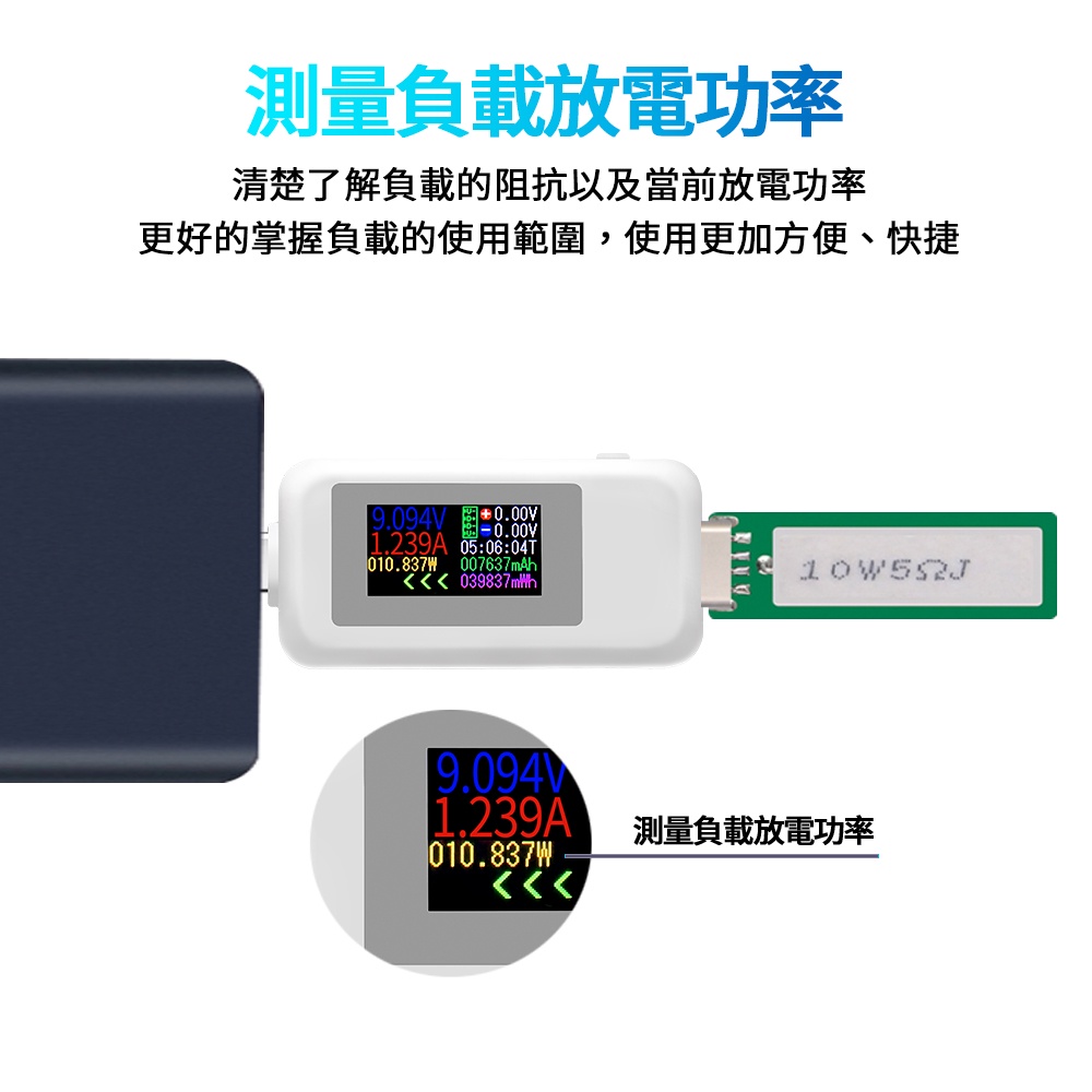 【台灣出貨】USB-C USB-A 電壓電流測試儀 USB檢測器 電壓電流數據 PD測試 USB彩屏檢測器 QC3.0