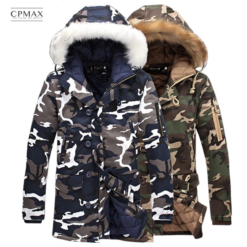 【CPMAX】 迷彩連帽棉外套 軍事風 毛邊連帽迷彩 長款外套 加厚外套 迷彩外套 保暖外套 男款外套【C66】