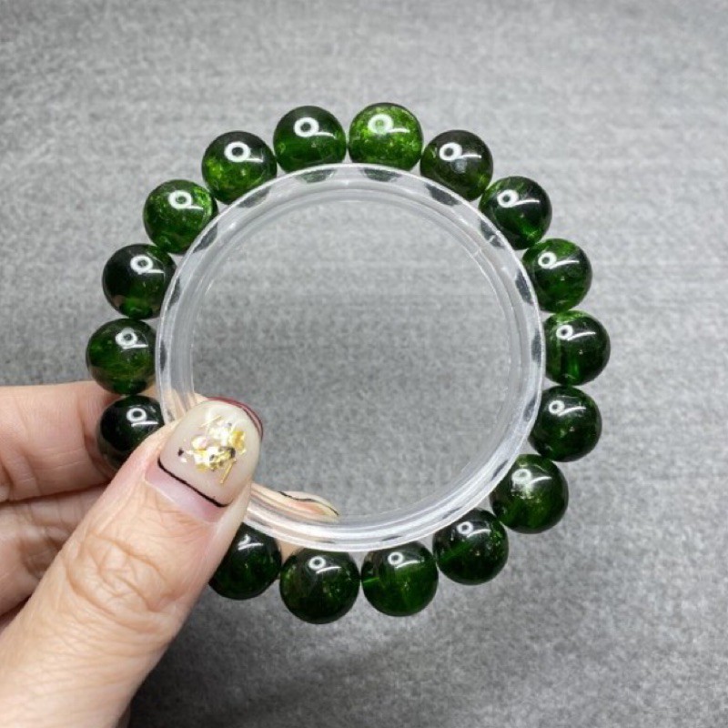 頂級綠透輝石手珠 透輝石 綠透輝 11mm 天然水晶 玻璃體 森林綠 酷似綠碧璽 小眾收藏 罕見美物
