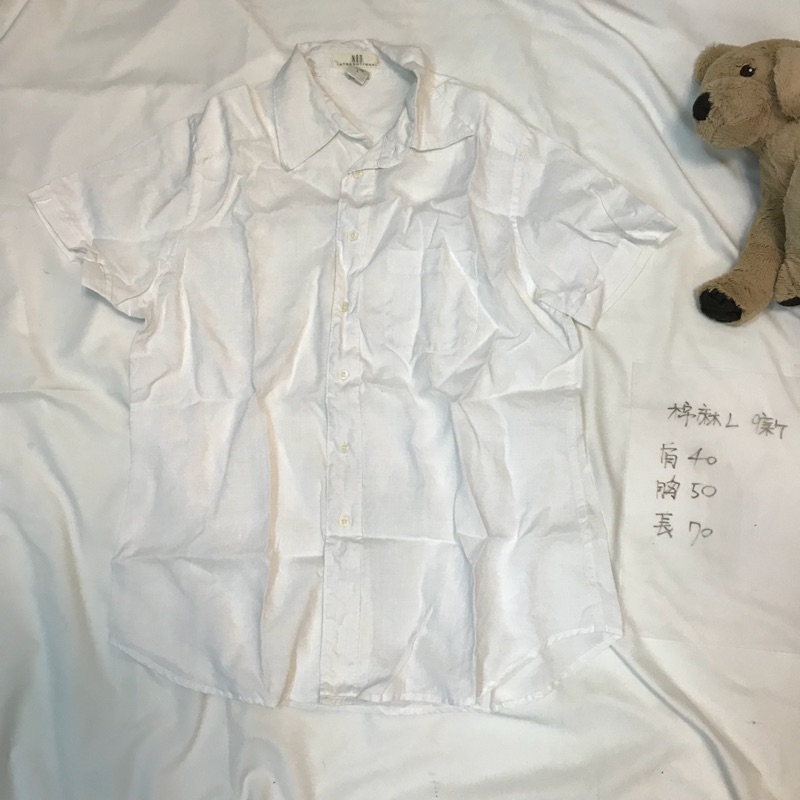 NET棉麻款白色襯衫/男