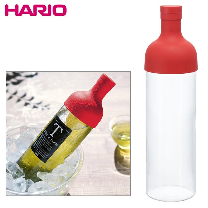 【HARIO】酒瓶造型冷泡茶玻璃水壺750ml-紅色 / FIB-75-R