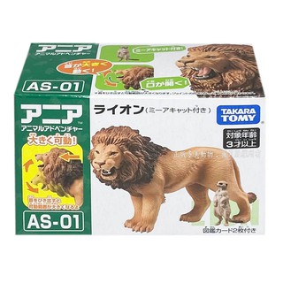 【HAHA小站】AN16055 正版 日本 多美 AS-01 獅子(附狐獴) 探索動物 多美動物 可動 模型 生日禮物