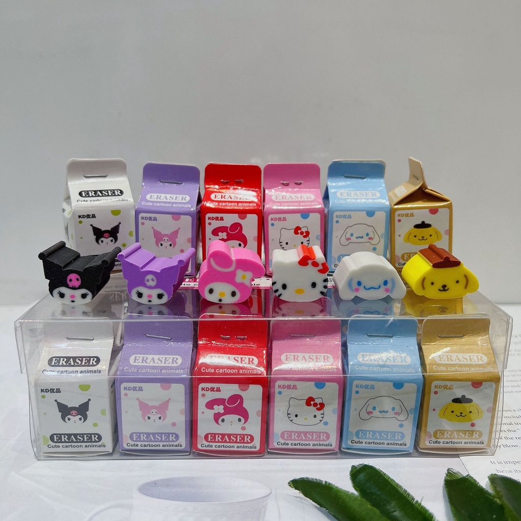 三麗鷗 可愛的迷你牛奶紙盒 Sanrio My Melody kuromi Cinnamoroll kitty 橡皮擦