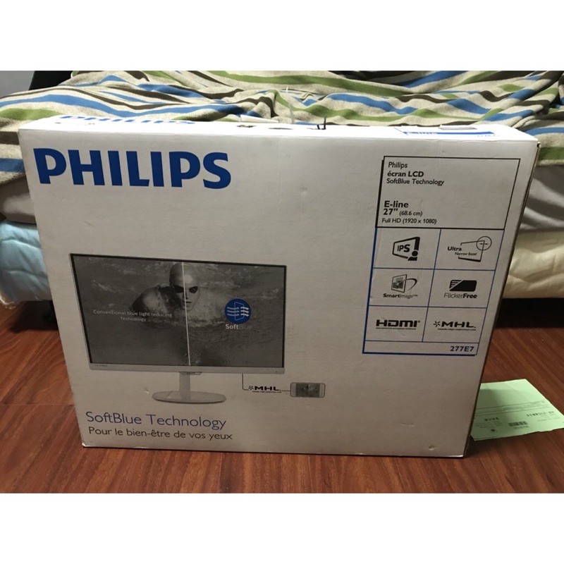 近全新/PHILIPS/飛利浦/277E7EDSW/27型AH-IPS/LED寬液晶螢幕