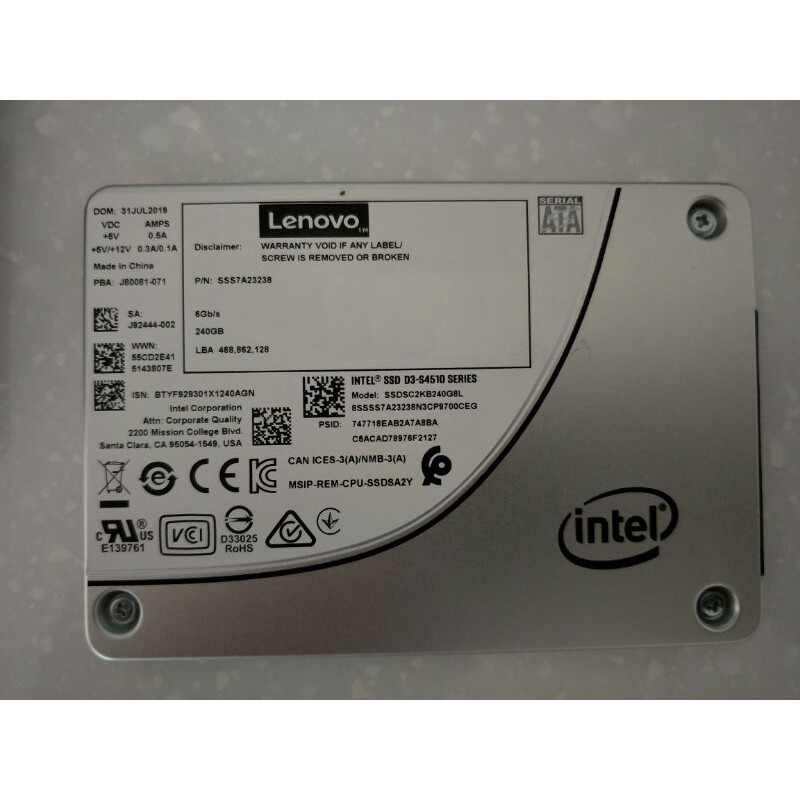 聯想 intel SSD D3-S4510 240G