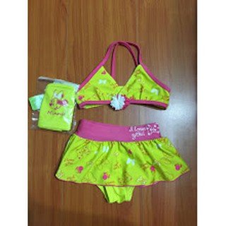 日本阿卡將童裝 Disney baby 米妮泳衣 含浴帽 女童泳衣 泳具 可愛童裝 蝴蝶結童裝 獨特 三件式泳裝 泳衣