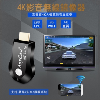 【4K Turbo影音真棒】高速四核心AnyCast雙頻5G全自動無線HDMI影音電視棒(附4大好禮)G