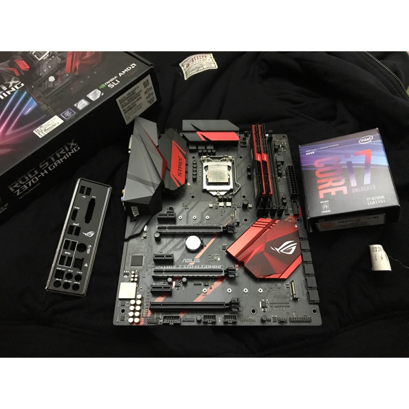 i7 8700K+Z370-H ROG+16g記憶體 保固內CPU+主機板+記憶體ASUS華碩Intel英特爾 半套主機