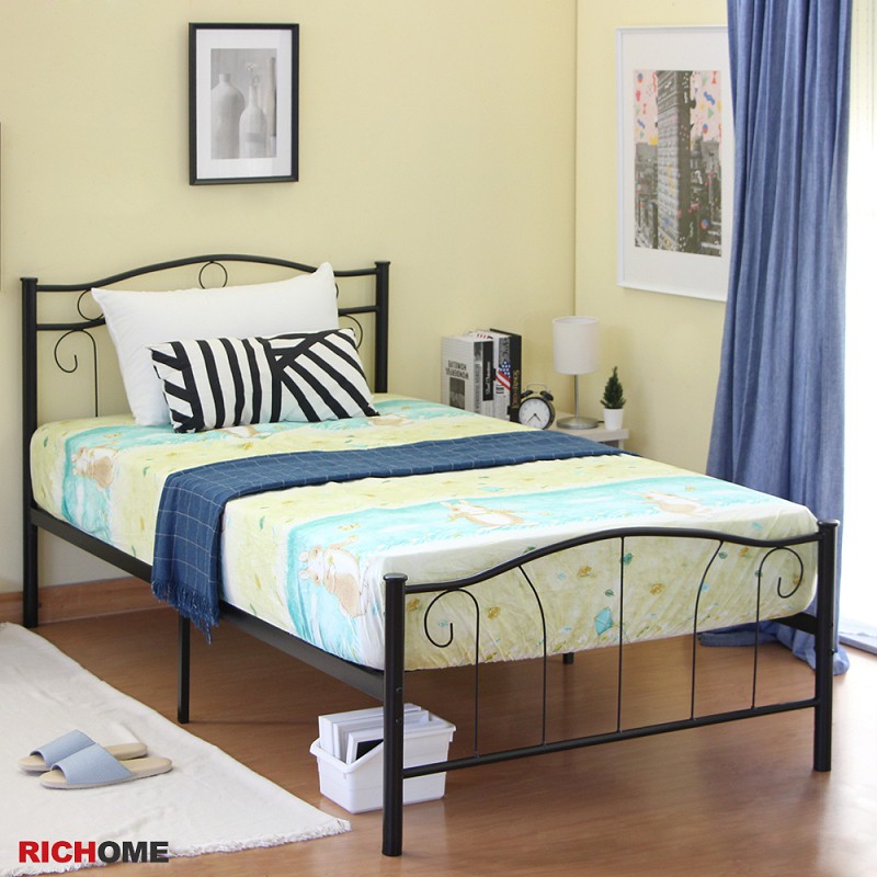 RICHOME   BE-258 夢萊3.5尺單人床(腳墊設計)   單人床  床架   鐵床架 宿舍床 學生床